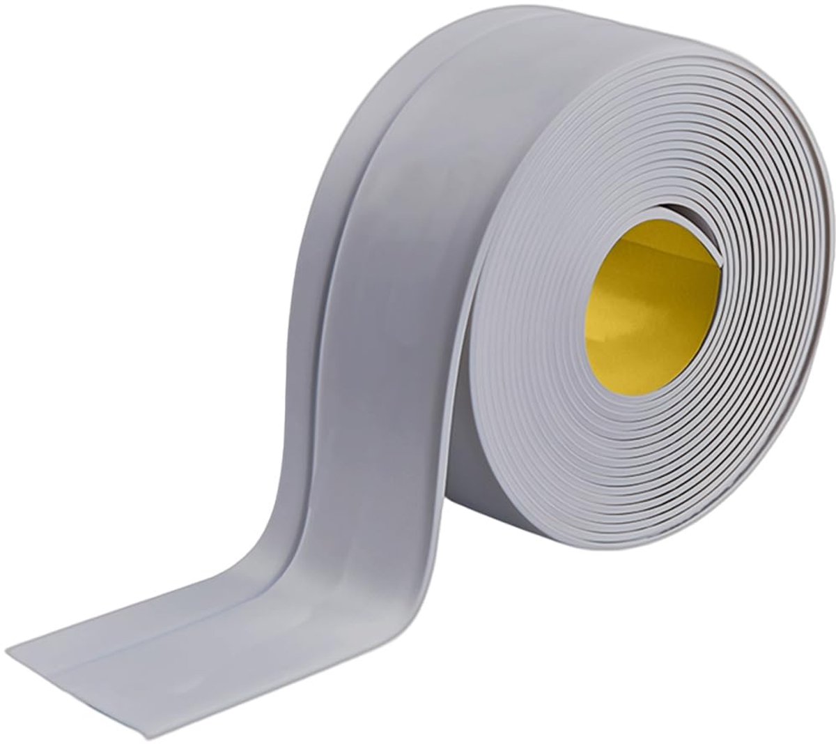 Plinten, grijs, 50 x 20 mm, 10 m, pvc, flexibele kniklijst, keukenafsluitstrip, voor badkuipen, badkamer, keuken