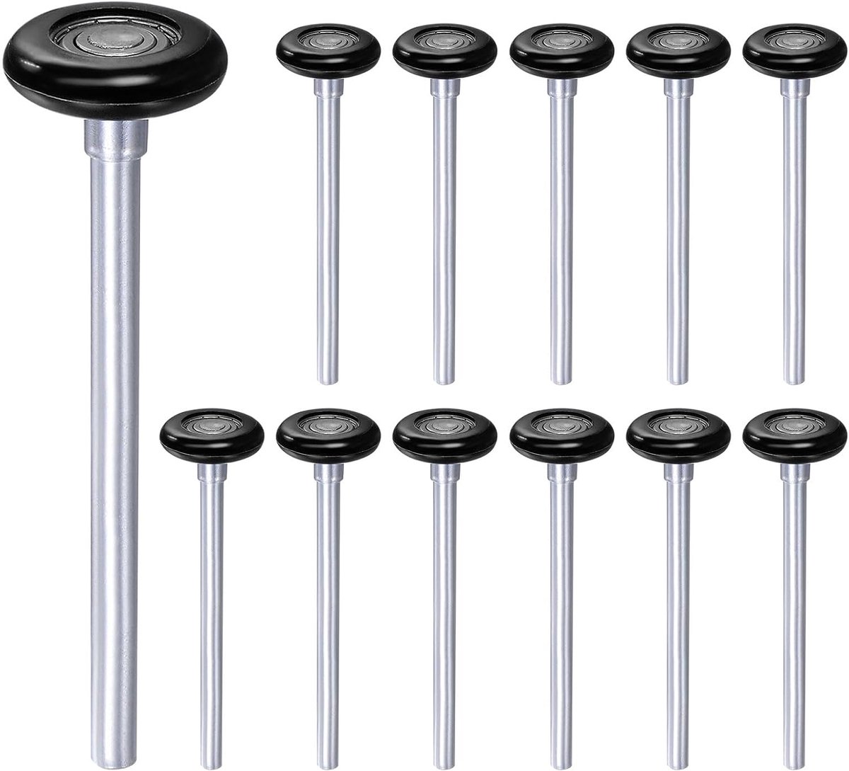 12 stuks 1,8 inch nylon garagedeurwielen voor 5 cm garagebaan, 7 inch lange stelen, stille garagedeurwielen, 6200zz precisielagers met 8 kogels, zwart