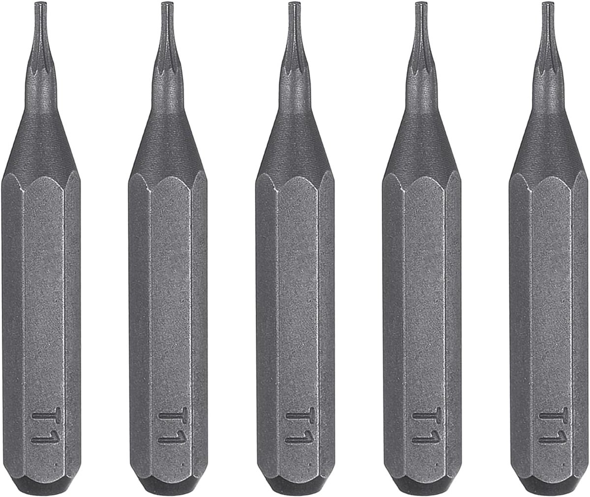 5 stuks T1 Torx schroevendraaierbit 5/32 inch zeskantschacht 28 mm lengte magnetische ster 6-punts kop zeskantige bits S2 staal schroevendraaierbit voor elektrische schroevendraaier