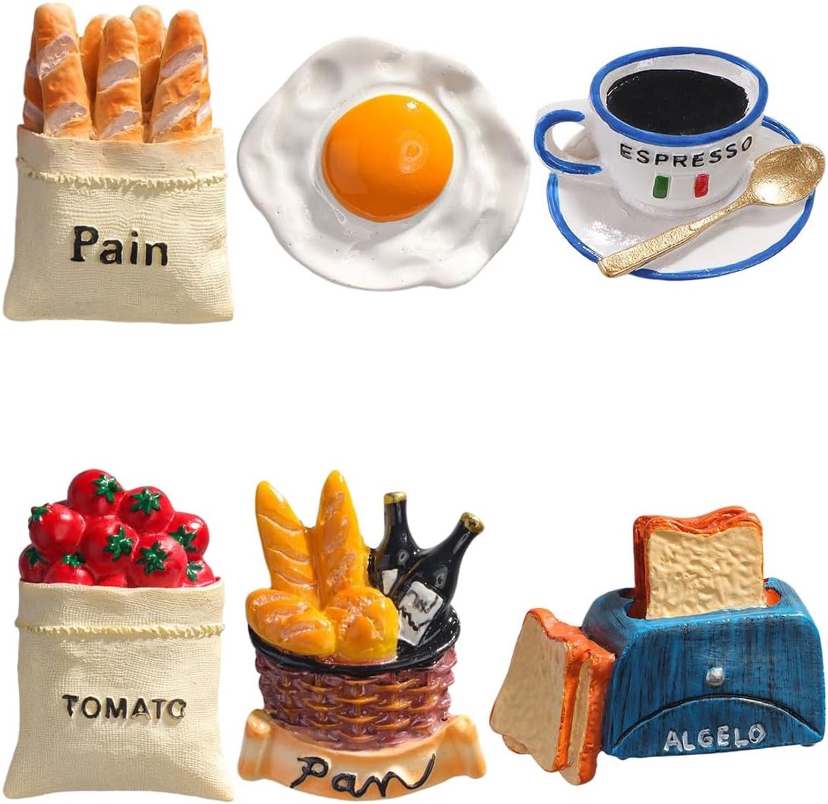 3D-koelkastmagneten set van 6 - grappige levensmiddelen - creatieve decoratie - perfect als cadeau - ShopVlot