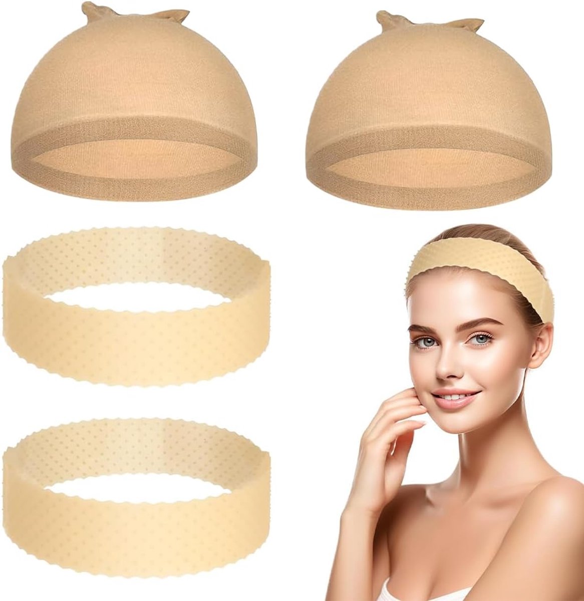 Wig caps set van 4 - silicone wig band - ademend nylon - stevig en comfortabel - ShopVlot