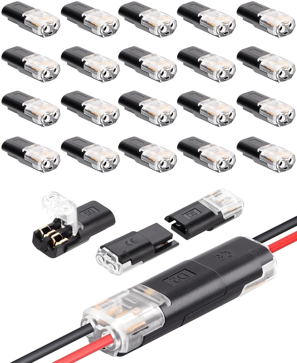 Elektrische stekkers 30 stuks - 2 pins - waterdicht en hittebestendig - snelle aansluiting voor veilige verbindingen - ShopVlot