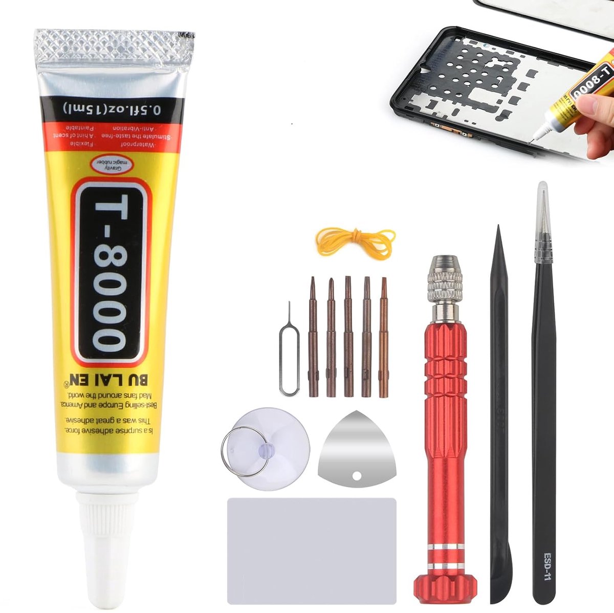 Mobiel schermlijm 15ml - T8000 - waterbestendig - ideaal voor reparaties - ShopVlot
