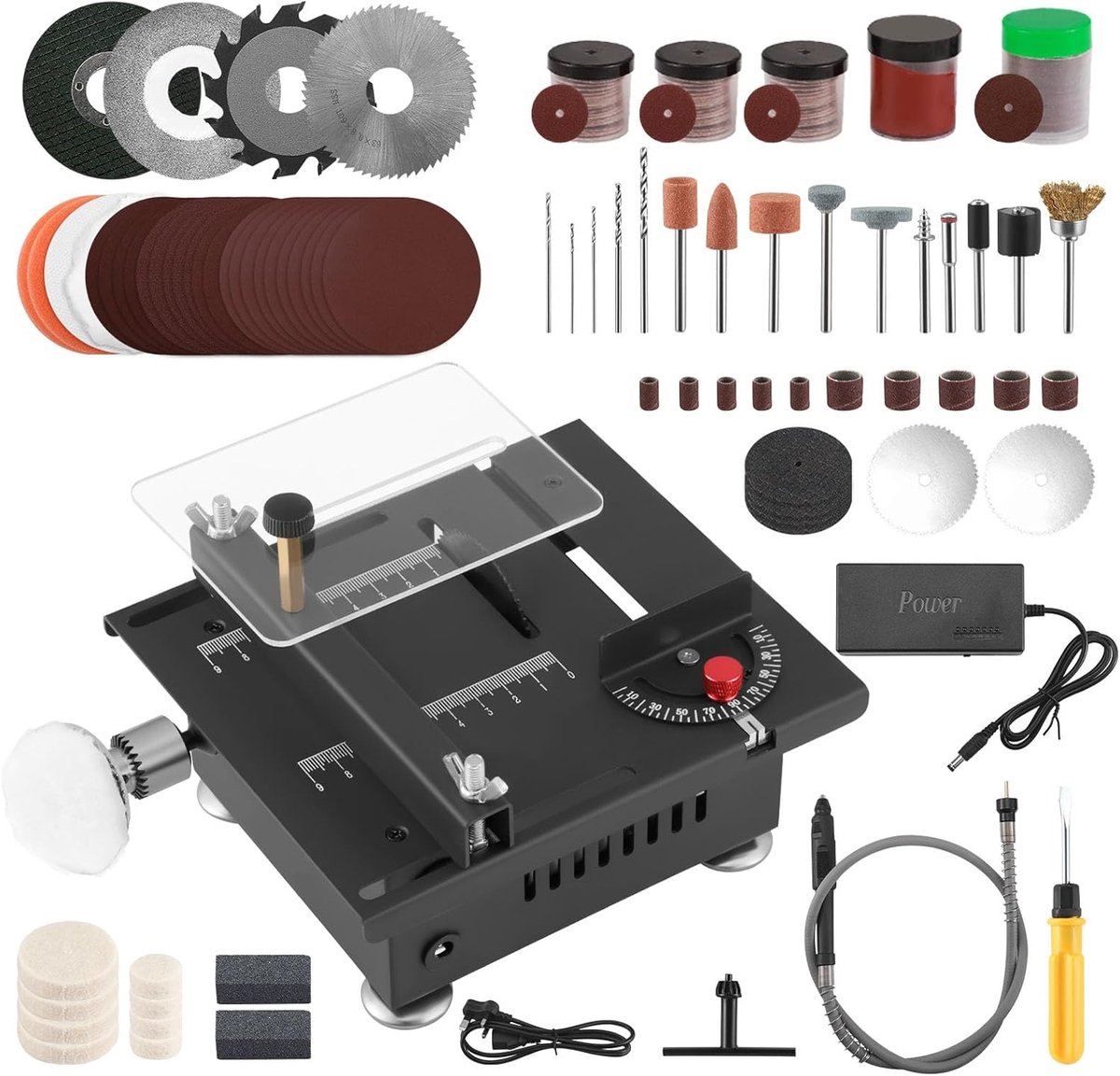 Mini tafelcirkelzaag 100 W - draagbaar - 7 snelheden - ideaal voor houtbewerking - ShopVlot