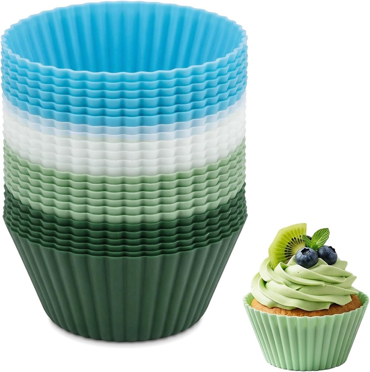 Muffin mallen 24 stuks - 7cm herbruikbare siliconen bakvormen - duurzaam en niet giftig - ideaal voor cupcakes - ShopVlot