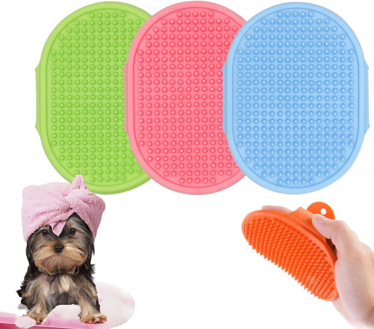 Massagehandschoenen voor honden en katten - rubberen knoppen - stimuleert gezonde vacht - ShopVlot