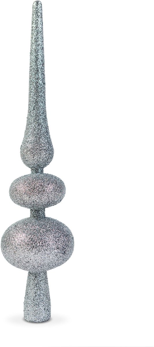 Kerstboompiek - Zilveren glitter piek decoratie (30 x 7 cm) - lichtgewicht kunststof piek [58780B]