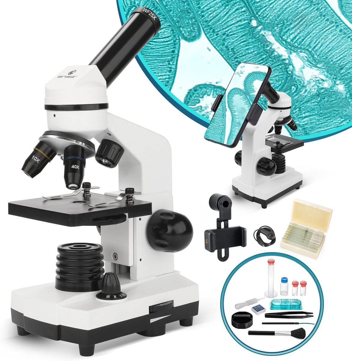 Microscoop 100X-1000X voor kinderen - Microscoopset met voorbereid slides - Smartphone adapter - ShopVlot