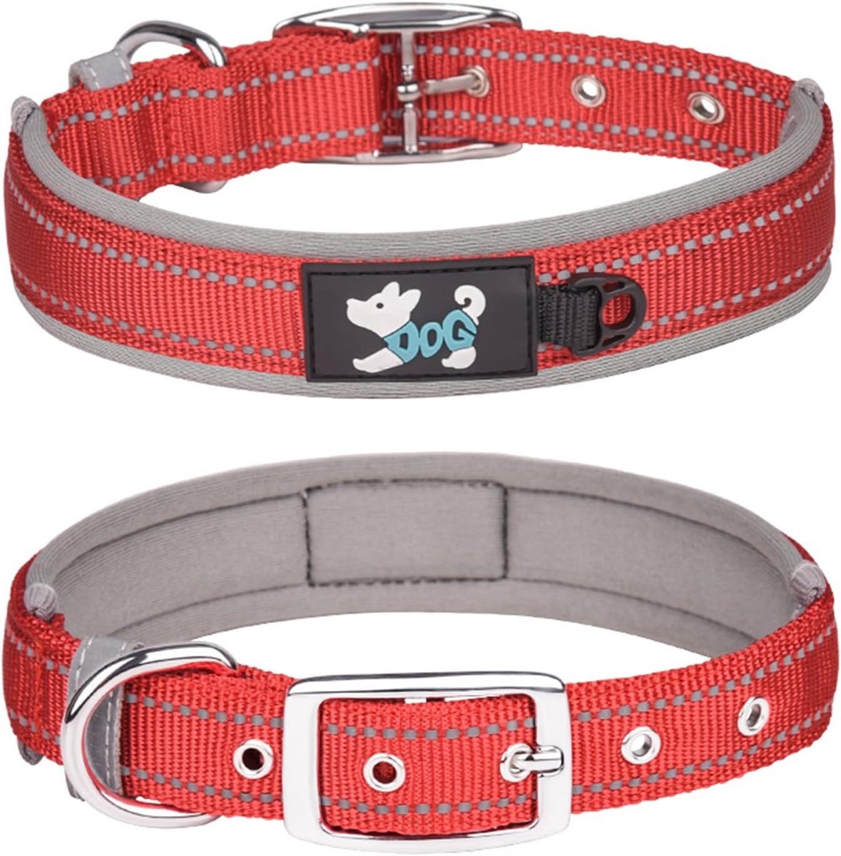 Hondenhalsband large - neopreen gevoerd - reflecterend - comfortabel voor dagelijks gebruik - ShopVlot