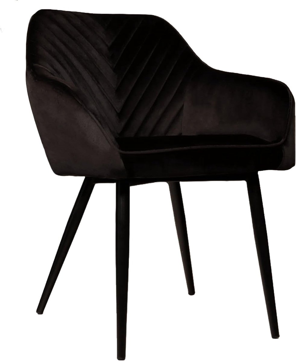 Eetstoel met armleuning - zwarte velvet - eenvoudig te monteren - stijlvol design - ShopVlot