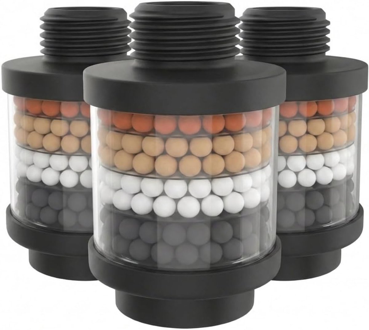 Douchefilter voor hard water - 3 verwisselbare cartridges - ABS behuizing - verwijdert chloor en fluoride - ShopVlot
