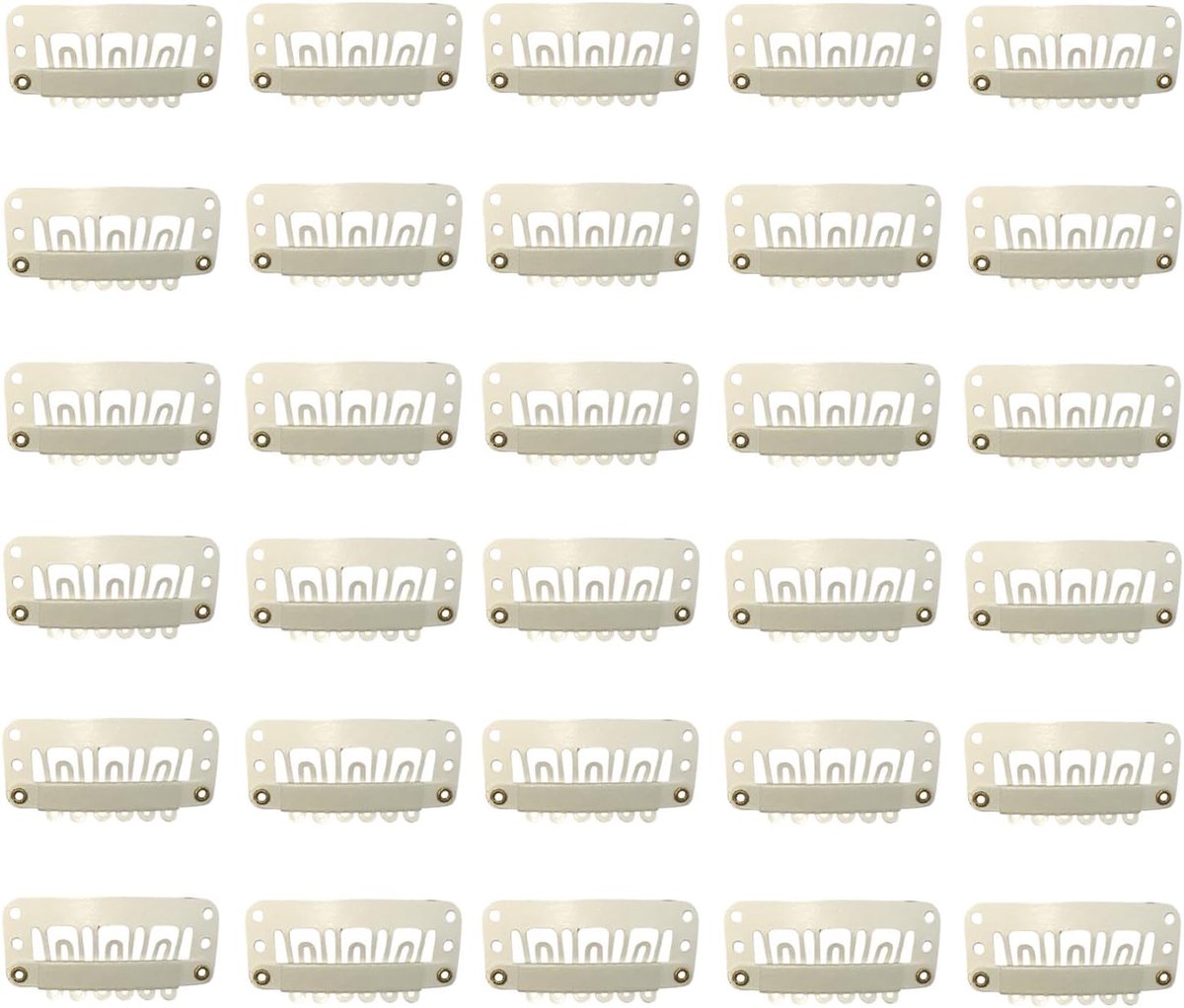 SnelShoppen - Wig Clips Kleine Clips voor Extensions Blond Haar Snap Clips 30 Stuks U Clips 3.2 x 1.5 cm Beige Rubber Sleeve