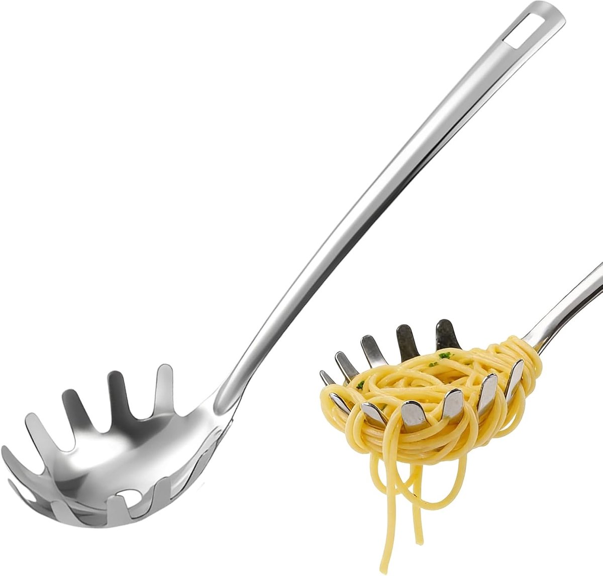Spaghettilepels 24 x 6,7 cm - roestvrij staal - ergonomische handgreep - ideaal voor serveren - ShopVlot