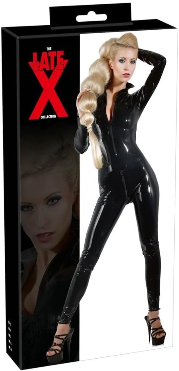 Latex catsuit met ritsen - vegan - open kruis - perfecte aansluiting - ShopVlot