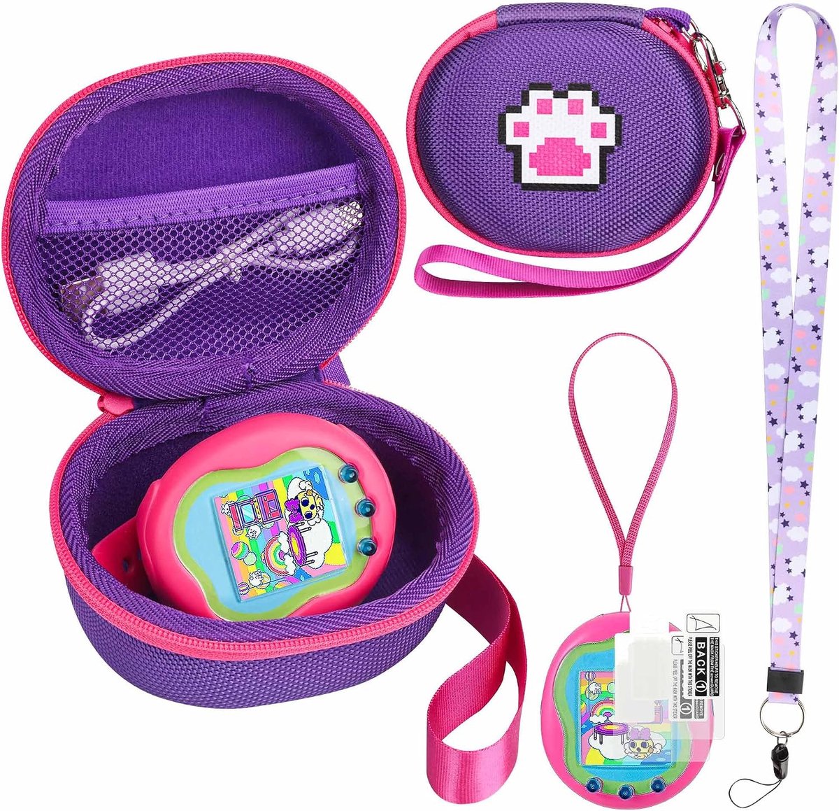 Hard Shell Opbergcase - Paars - Voor Tamagotchi Uni/Pix - Optimale bescherming voor onderweg - ShopVlot