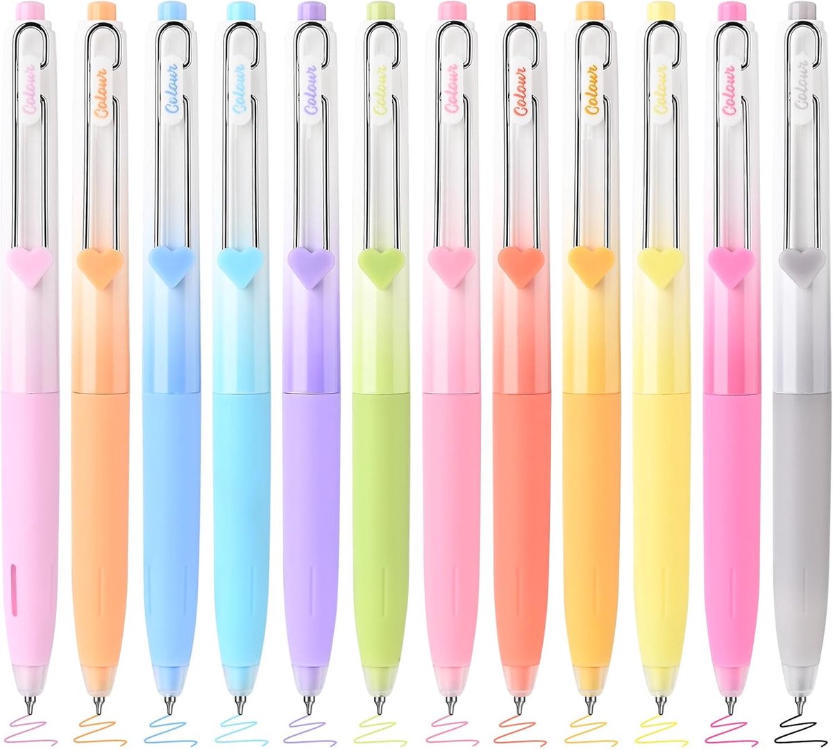 Gelpennen 0.5 mm - 12 kleuren - fijne punt - soepel schrijven voor planner - ShopVlot