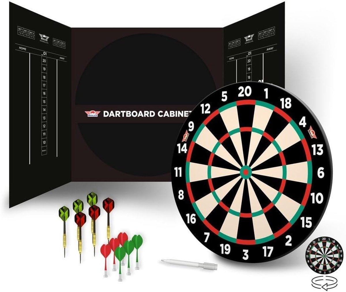 Dartbordset magnetisch 2-in-1 - papier en magnetisch - compleet met 12 darts en scorepen - veilig voor beginners - ShopVlot