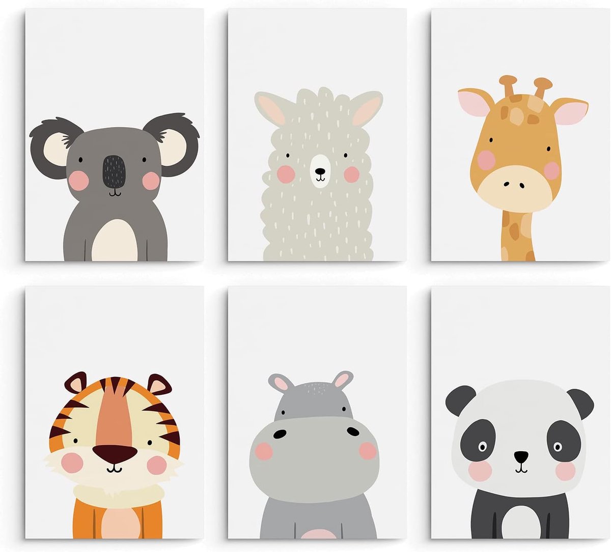 Fotolijst voor kinderkamer - 6 dieren ontwerpen - 21 x 30 cm - Muurdecoratie voor baby's en kinderen - ShopVlot