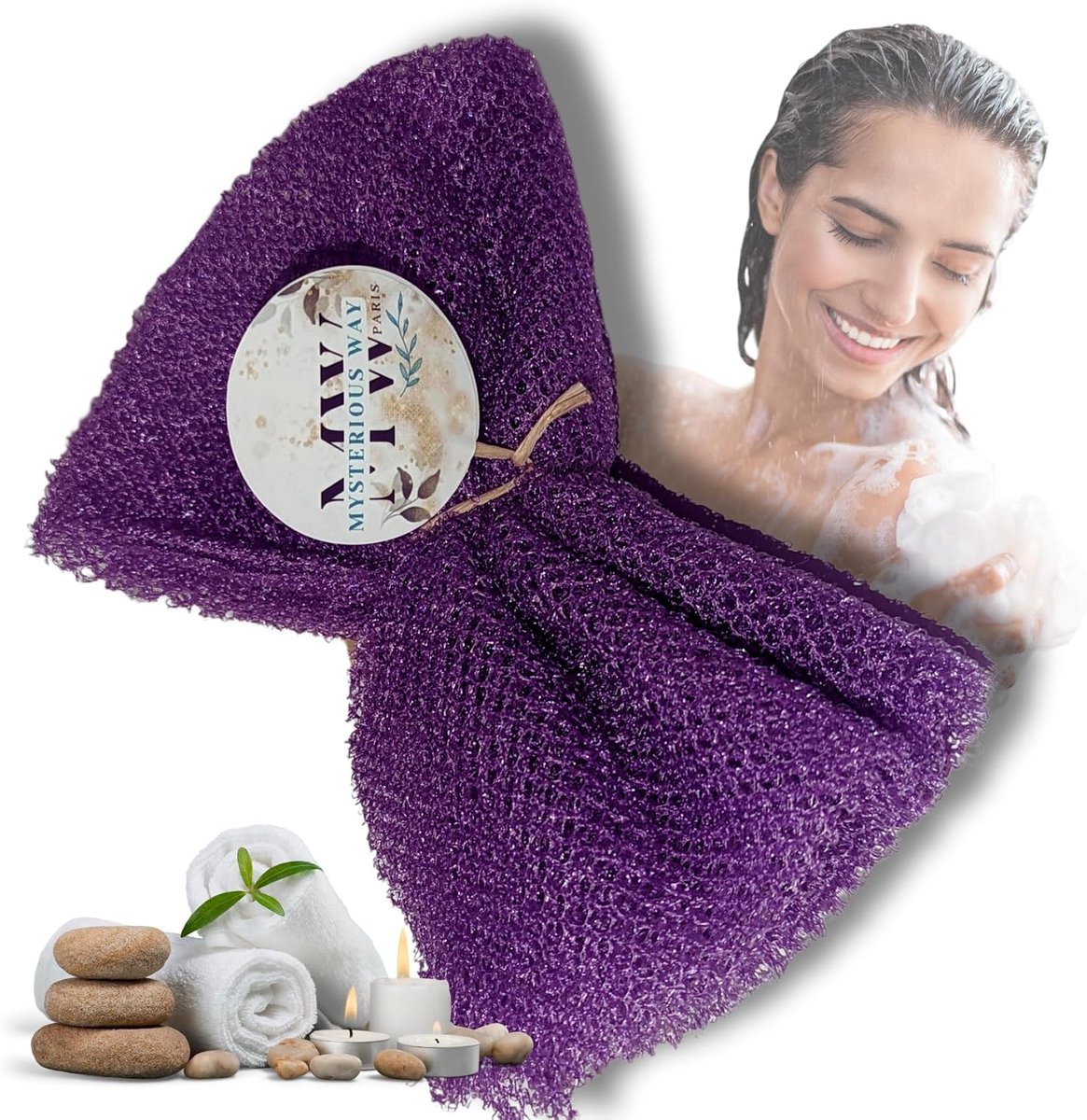 Badnet - Paars - Peeling spons - Activeert bloedcirculatie - ShopVlot