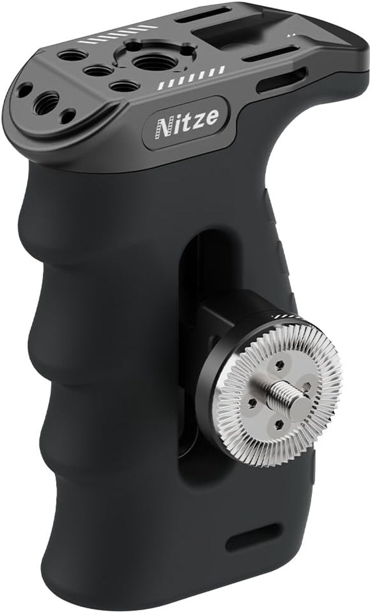 Zijhandgreep voor camera - Aluminium met ARRI rozet - Ergonomisch ontwerp - Voor links- of rechtshandig gebruik - ShopVlot