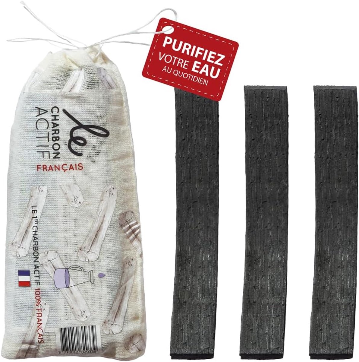 Waterfiltersticks - 3 stuks - plantaardig actieve kool - natuurlijke waterzuivering - ShopVlot