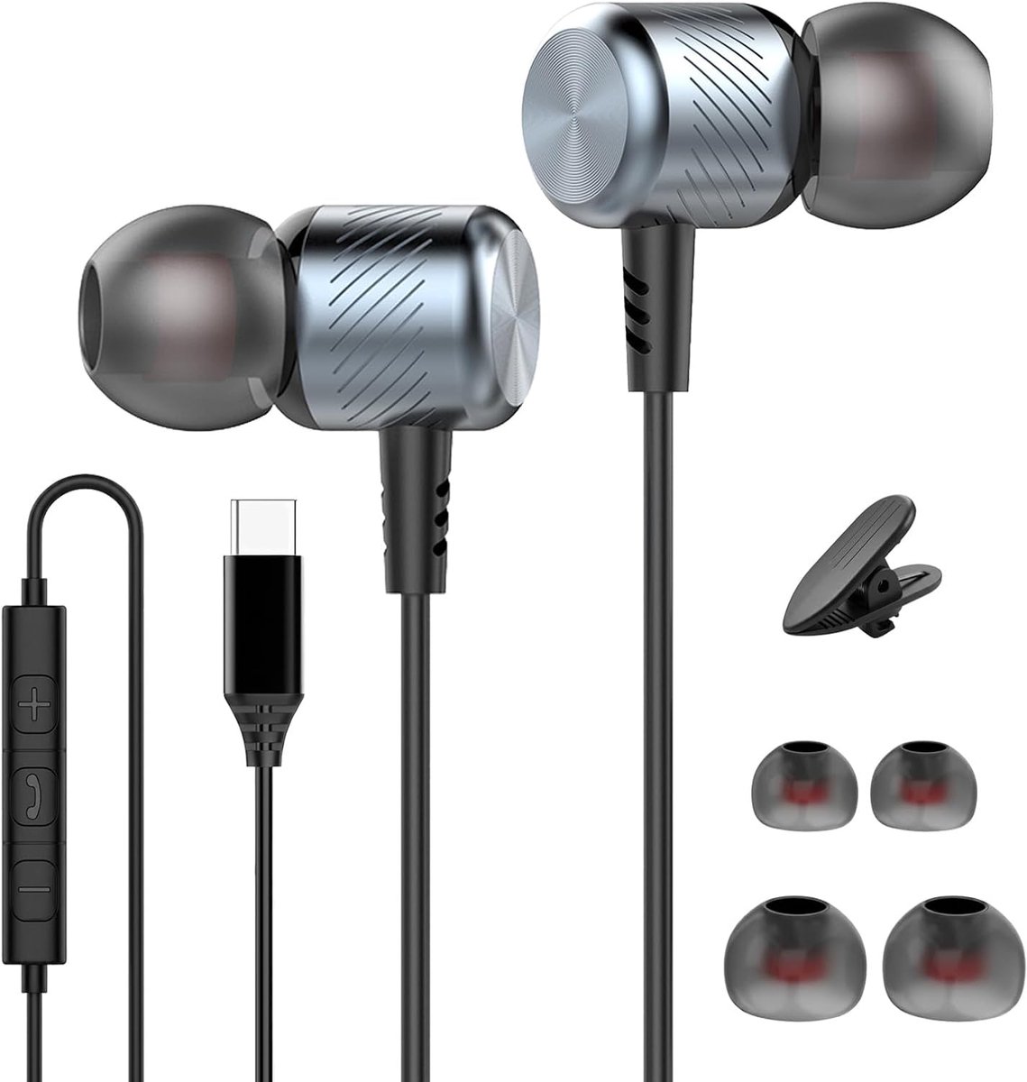 USB C in-ear hoofdtelefoon - met kabel - perfect passend - comfortabel langdurig gebruik - ShopVlot
