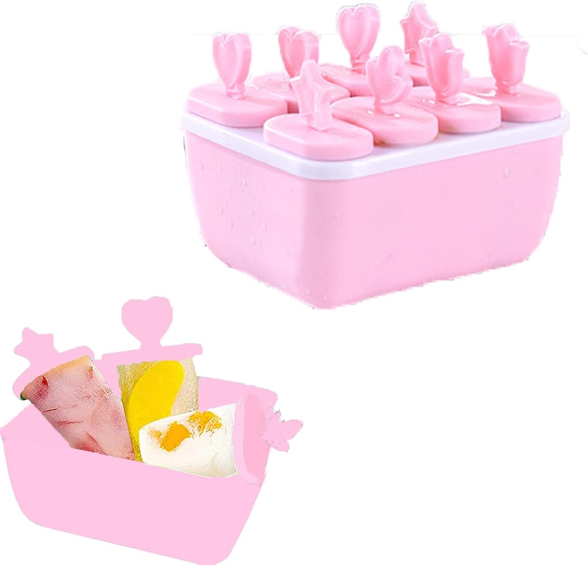 IJsvormen met 8 Holtes - Plastic IJsbekers - Creatieve Popsicle Mallen - Perfect voor DIY Leckernijen - ShopVlot