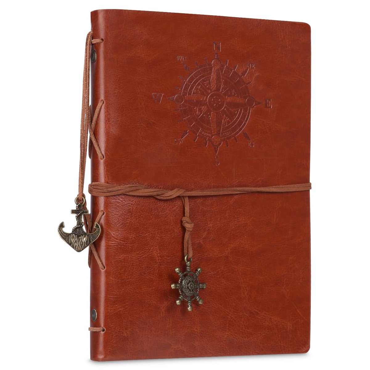 Notitieboek A5 - PU-leer - vintage maritiem thema - navulbaar reisdagboek - ShopVlot