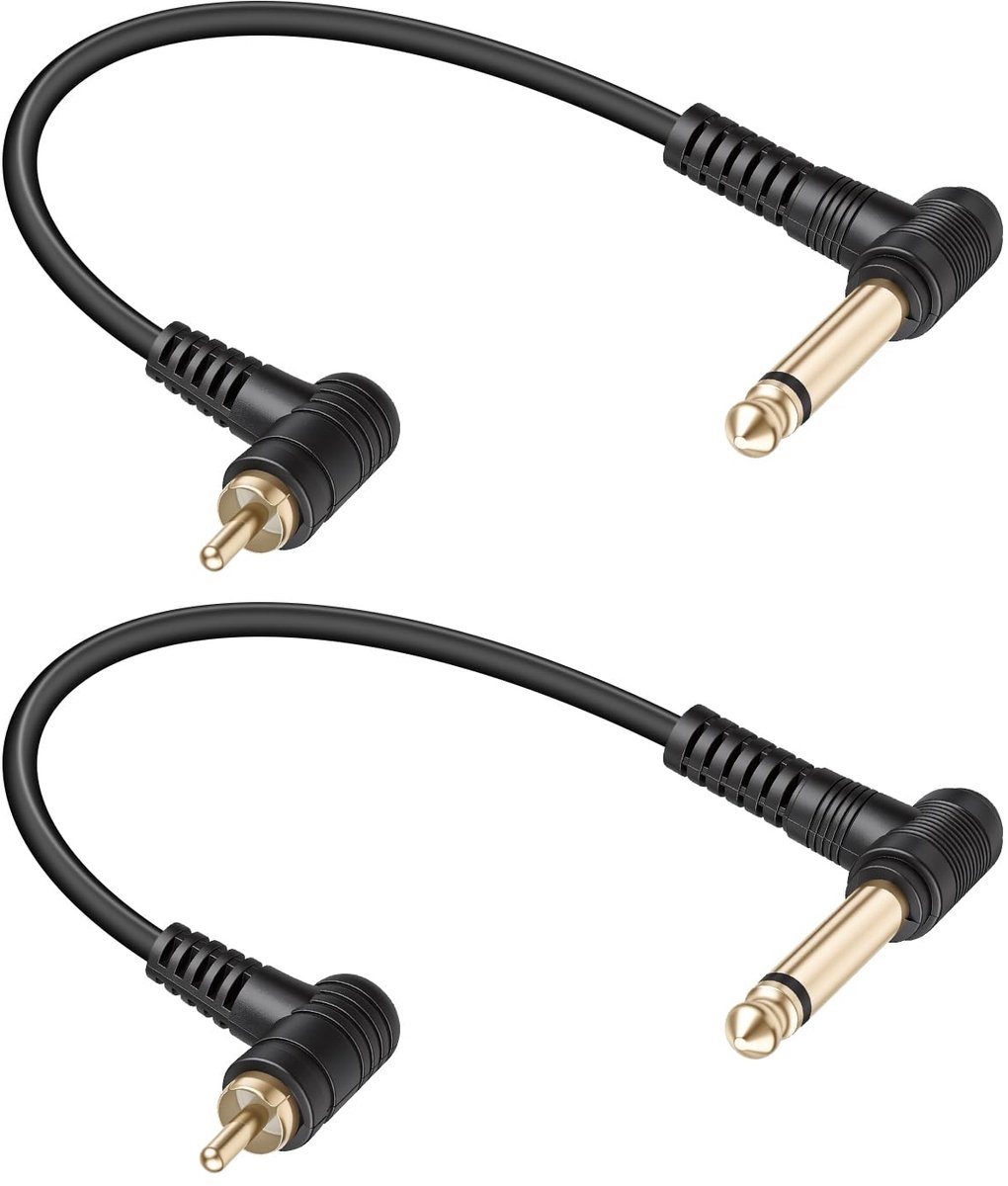 RCA kabel 30 cm 6,35 mm - mono TS 90 graden - 90 graden aansluiting - ideaal voor audioverbinding - ShopVlot