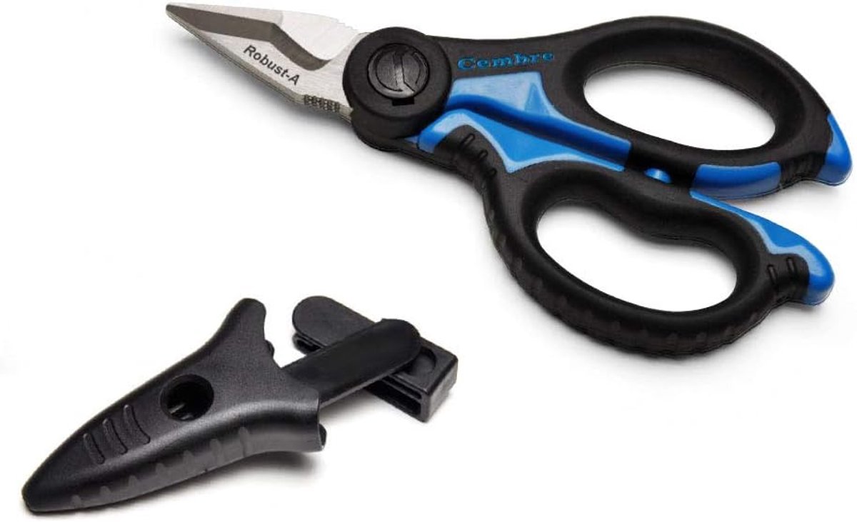 Elektrische schaar - 162 mm - zwart/blauw - inclusief beschermhoes - ideaal voor elektriciens - ShopVlot
