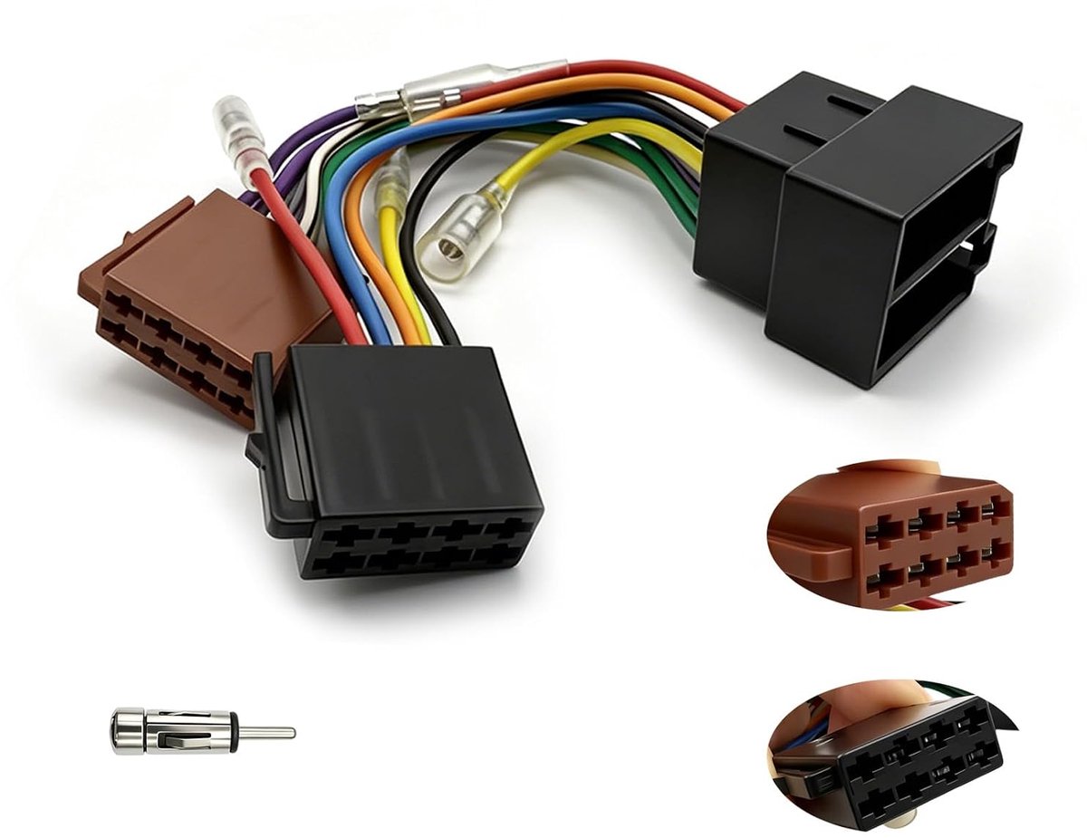ISO 16-polige autoradio-adapter - universele stereo-kabelaansluiting - antenne-adapterset DIN naar ISO - ShopVlot