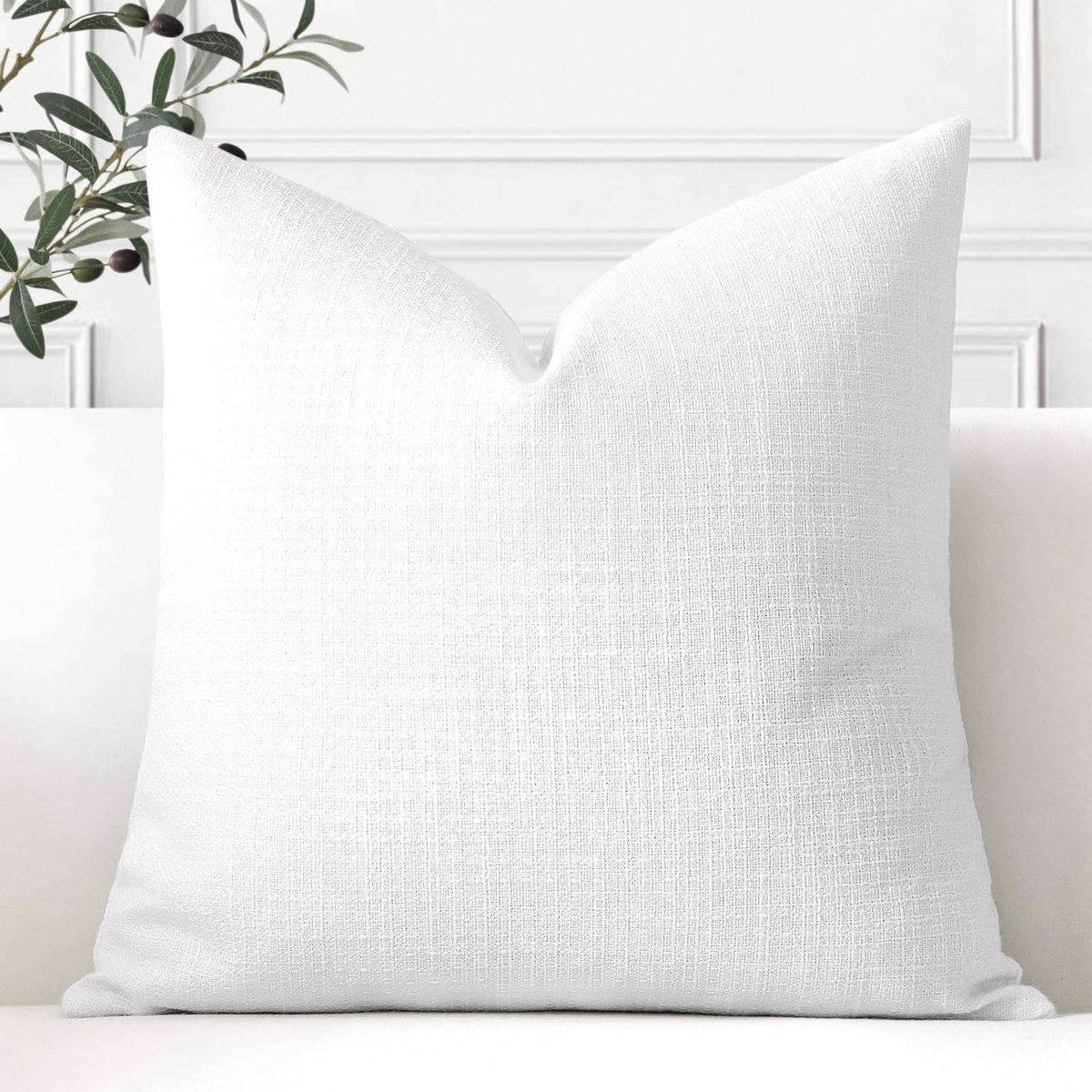 Kussenhoes 45 x 45 cm - Linnen - Puur wit - Perfect voor huisdecoratie - ShopVlot