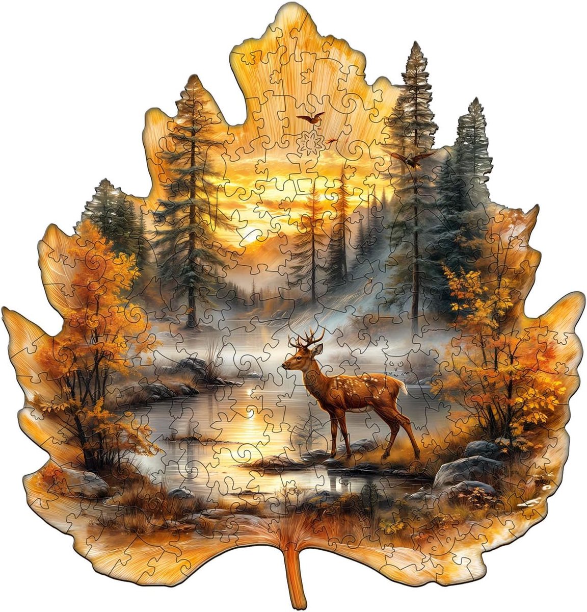 Houten puzzel 175 stuks - Gouden hoofprint - Onregelmatige unieke puzzel - Perfect voor ontspanning - ShopVlot