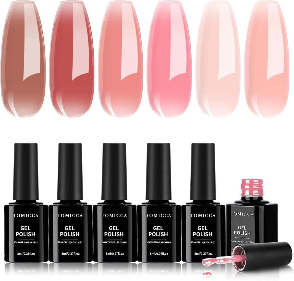 Nagellak Set 6 Kleuren - Transparante Gel - Semi-Permanente UV Nagellak - Perfect voor DIY Manicure - ShopVlot
