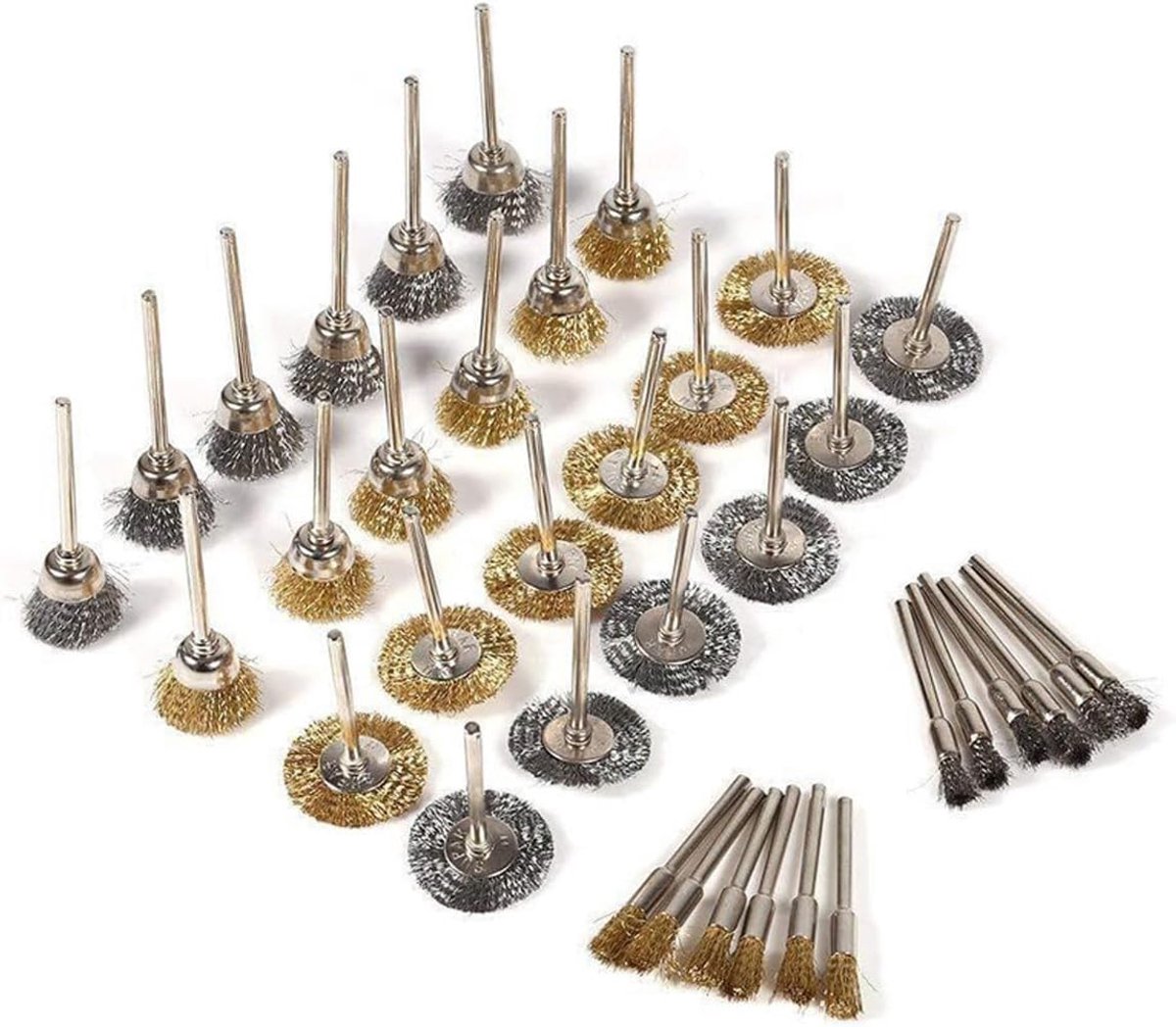 Polijstborstels 36pcs - Messing en staal - Duurzaam en roestvrij - Voor het verwijderen van roest en vuil - ShopVlot