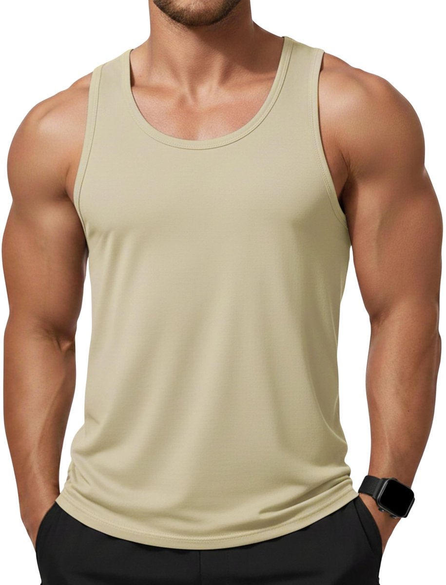 Tanktop heren XL - katoen - mouwloos sportT-shirt - ideaal voor fitness - ShopVlot
