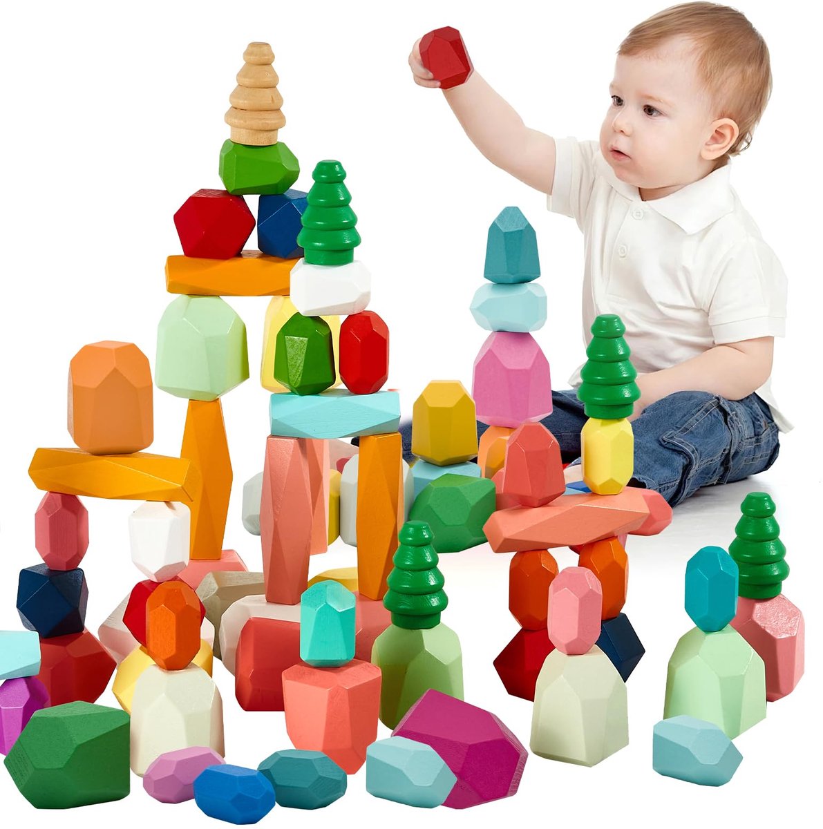 Stapelspeelgoed - Delig Houten - Montessori Speelgoed - Sensorisch Spel voor Kinderen van 2 tot 6 Jaar - ShopVlot