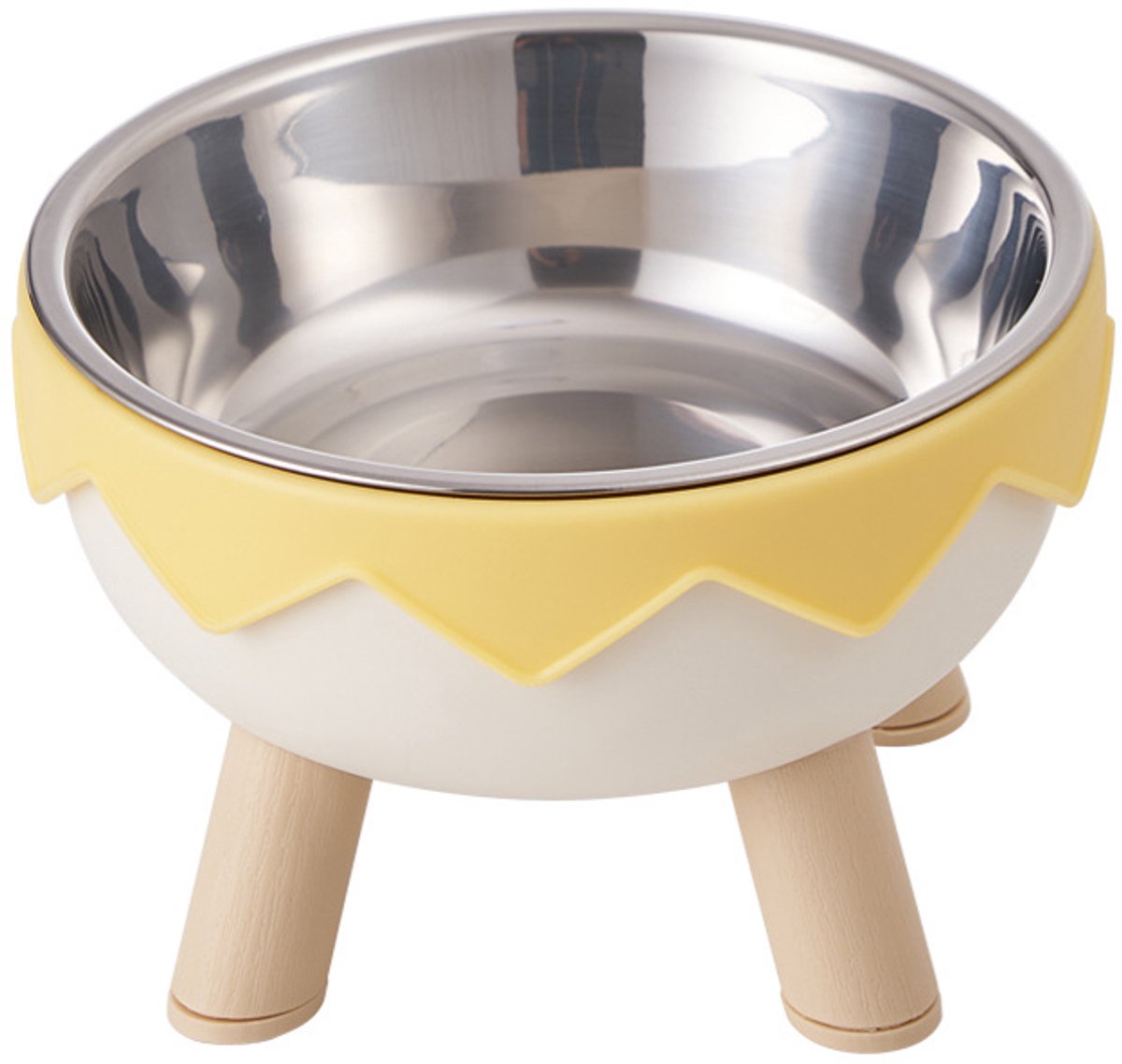 Claoner Voerbak voor honden katten - Met antislip bodem - 2-in-1 voer- en waterbak - Afneembaar - Veelkleurig - Geel