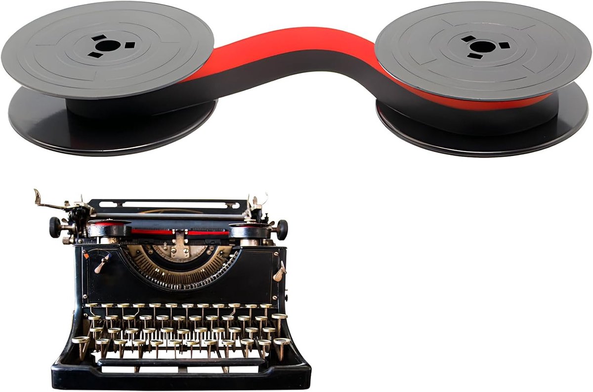 Typemachine tape 8 m - zwart en rood - vervangingsband - eenvoudig te installeren voor typewriters - ShopVlot