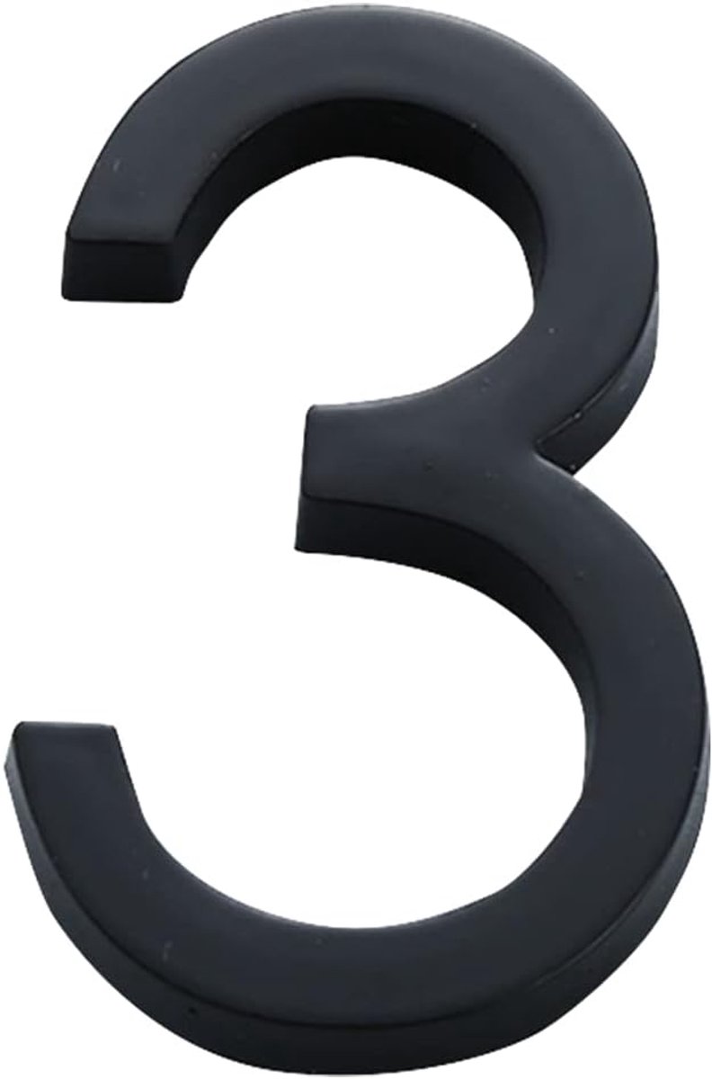 3D Huisnummer 6cm - Matte Zwart - Zelfklevend - Modern Design voor Deur - ShopVlot