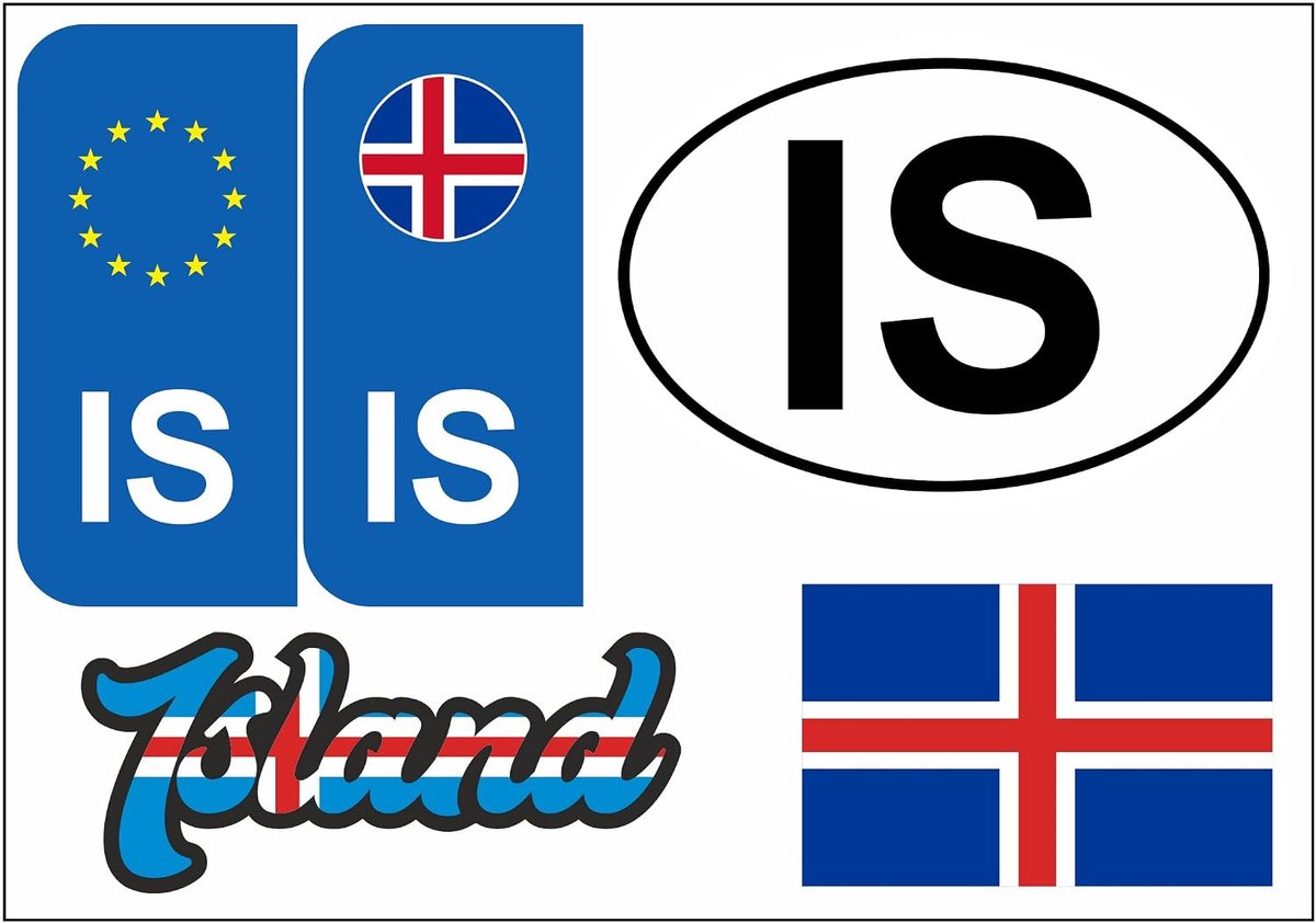 IJsland stickers kaart 5 stuks - vinyl - waterdicht - perfect voor auto en motor - ShopVlot
