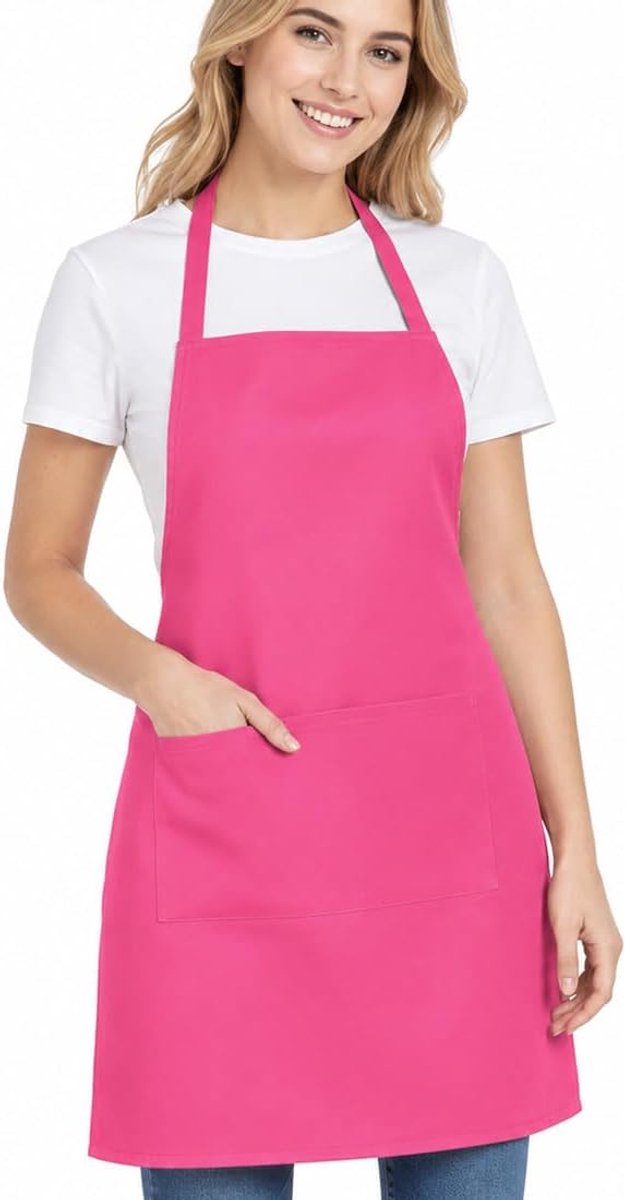 Kookschort roze - 100% katoen - verstelbaar - vrolijke keukenstijl - ShopVlot