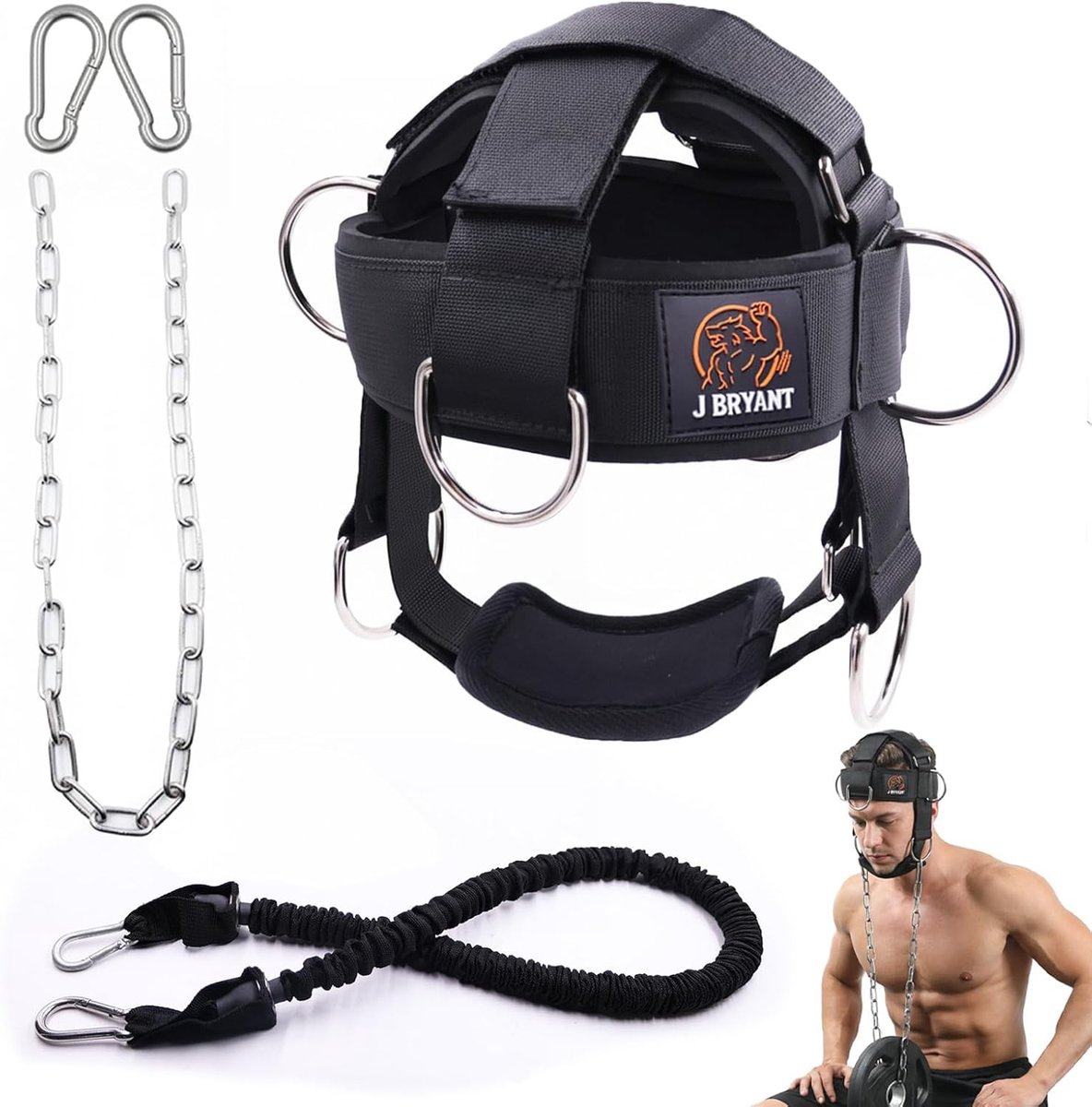 Neck training set met weerstandband - verstelbaar hoofd harnas - 360° krachttraining - optimale neksterkte - ShopVlot