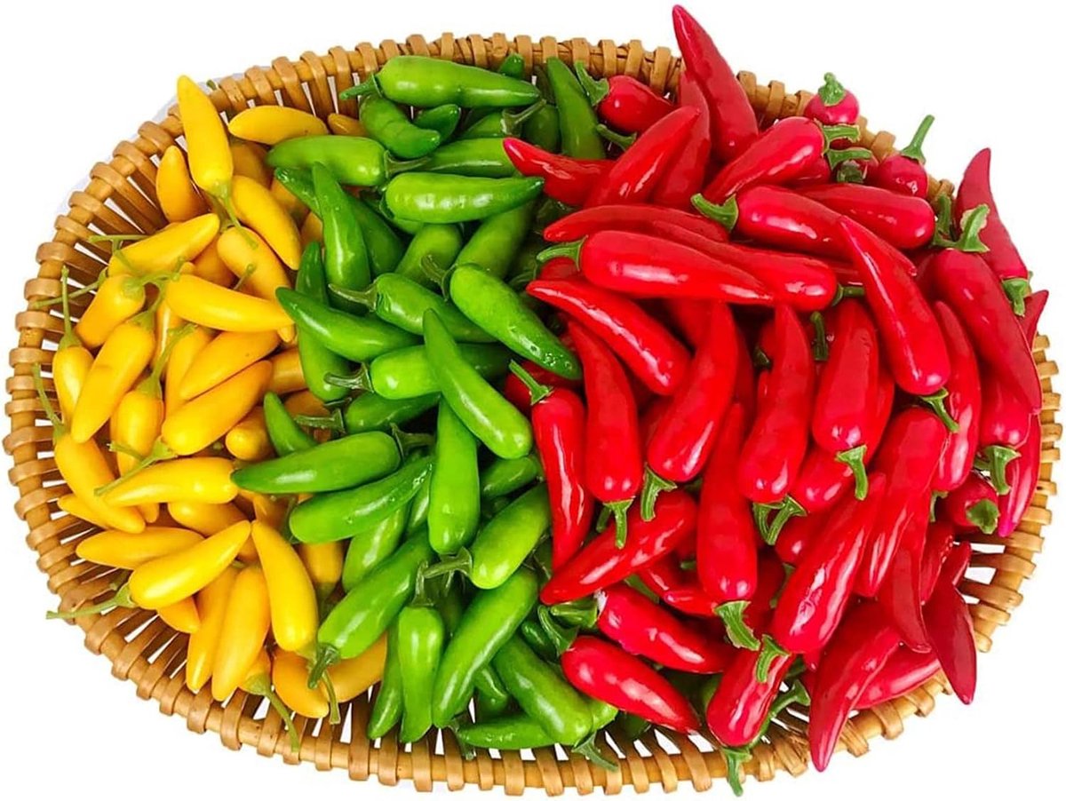 Neppe chili's 60pcs - realistische kunstgroenten - hoogwaardig foam - perfect voor decoratie - ShopVlot