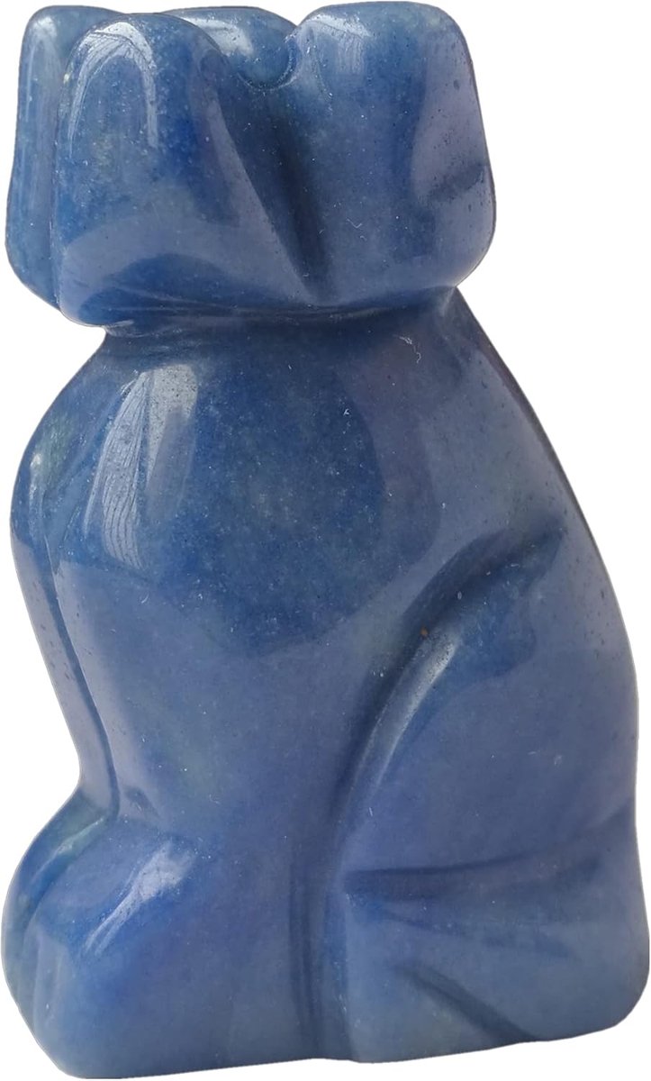Loyal Dog Beeldje 50mm - Natural Blue Aventurine - Healing Crystal - Perfect voor meditatie - ShopVlot