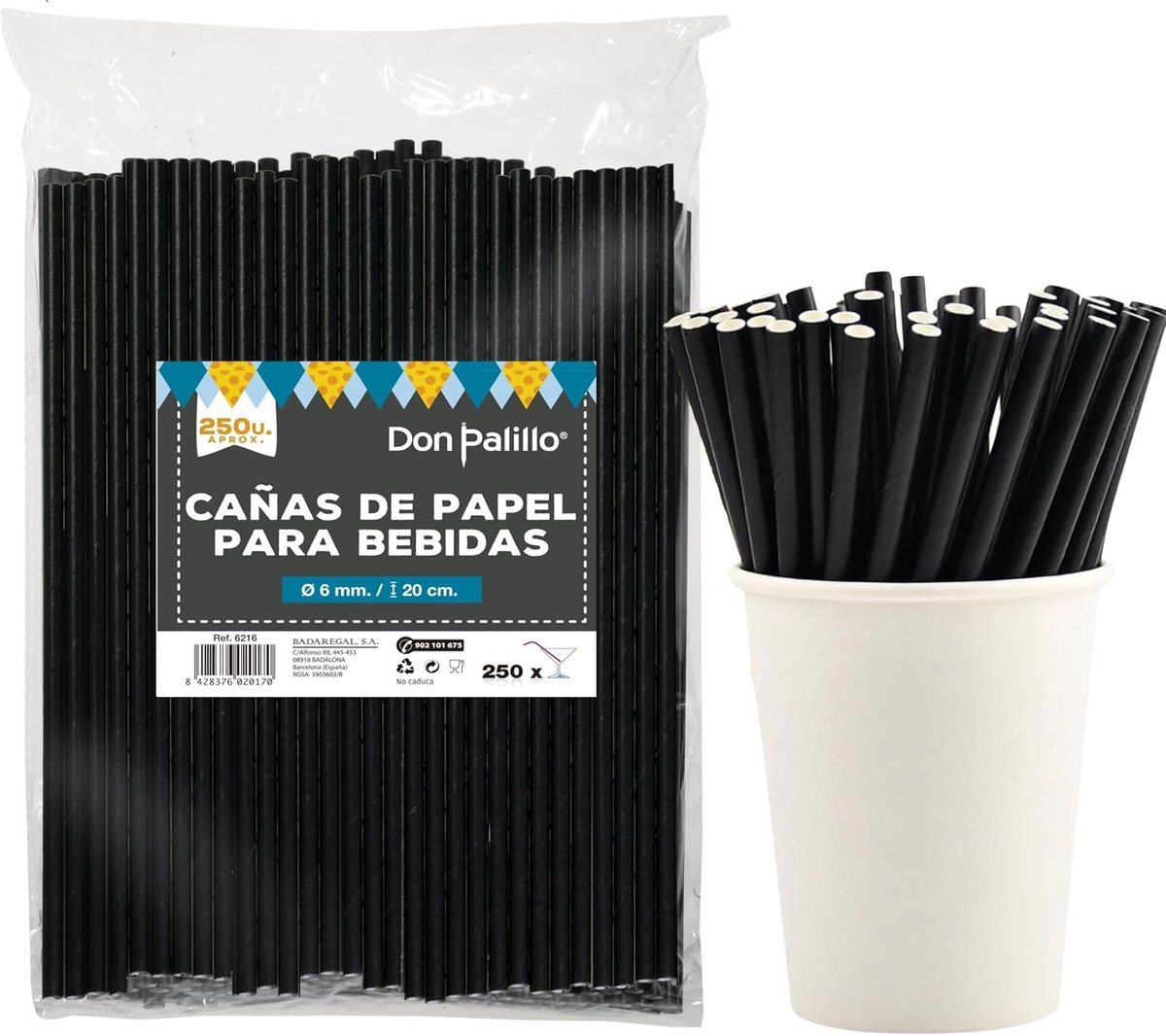 Papieren rietjes 15 cm - spiraaldesign - biologisch afbreekbaar - voor warme en koude dranken - ShopVlot
