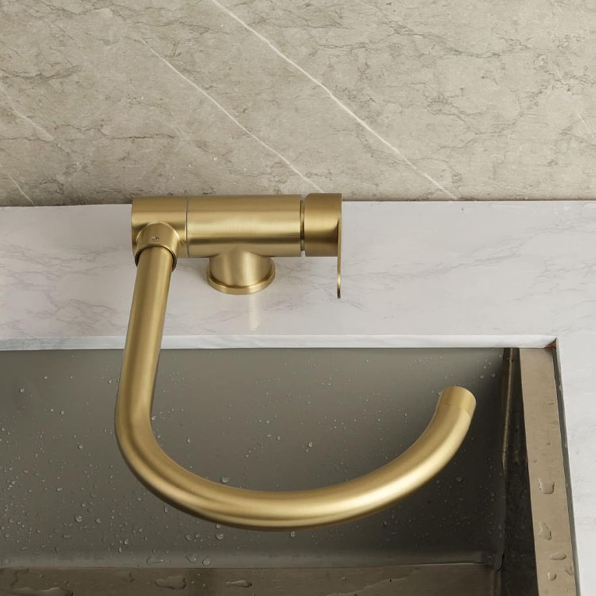 Keukenkraan Vouwbaar 90° - RVS Geborsteld Goud - Ideaal Voor Raamopening - ShopVlot