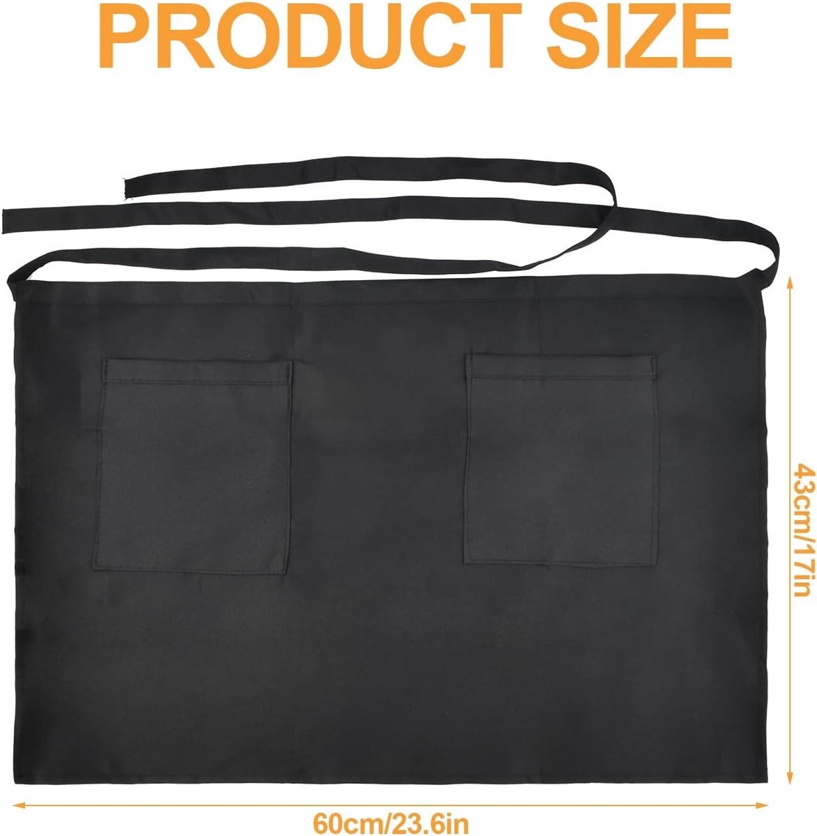 Keuken Schort met Pocket 60 x 40 cm - Zwart - Professioneel voor Koks en Ober - Handig voor Catering - ShopVlot