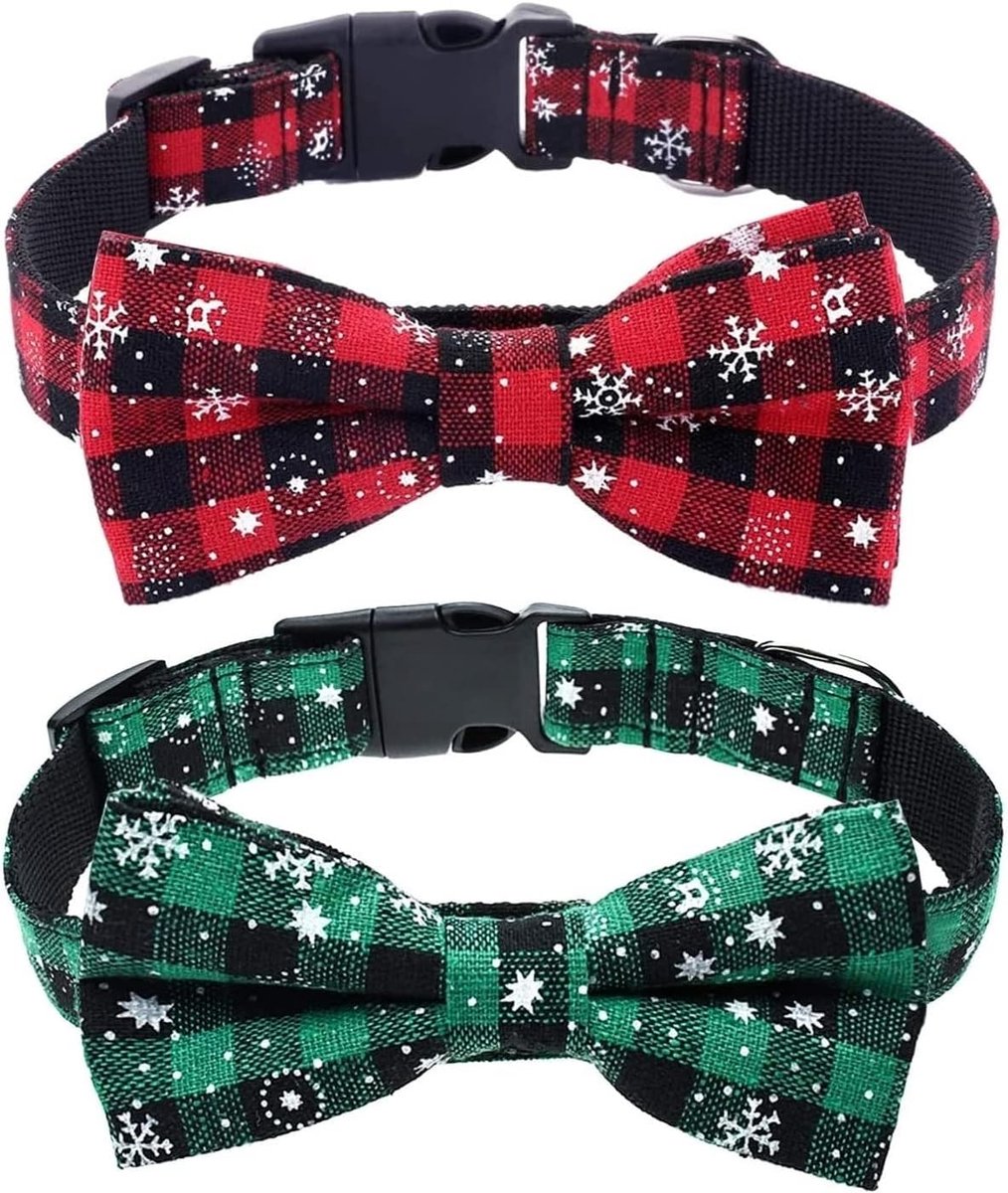 Halsband voor honden en katten - Sneeuwvlok design - Verwijderbare strik - Perfect voor de kerstperiode - ShopVlot