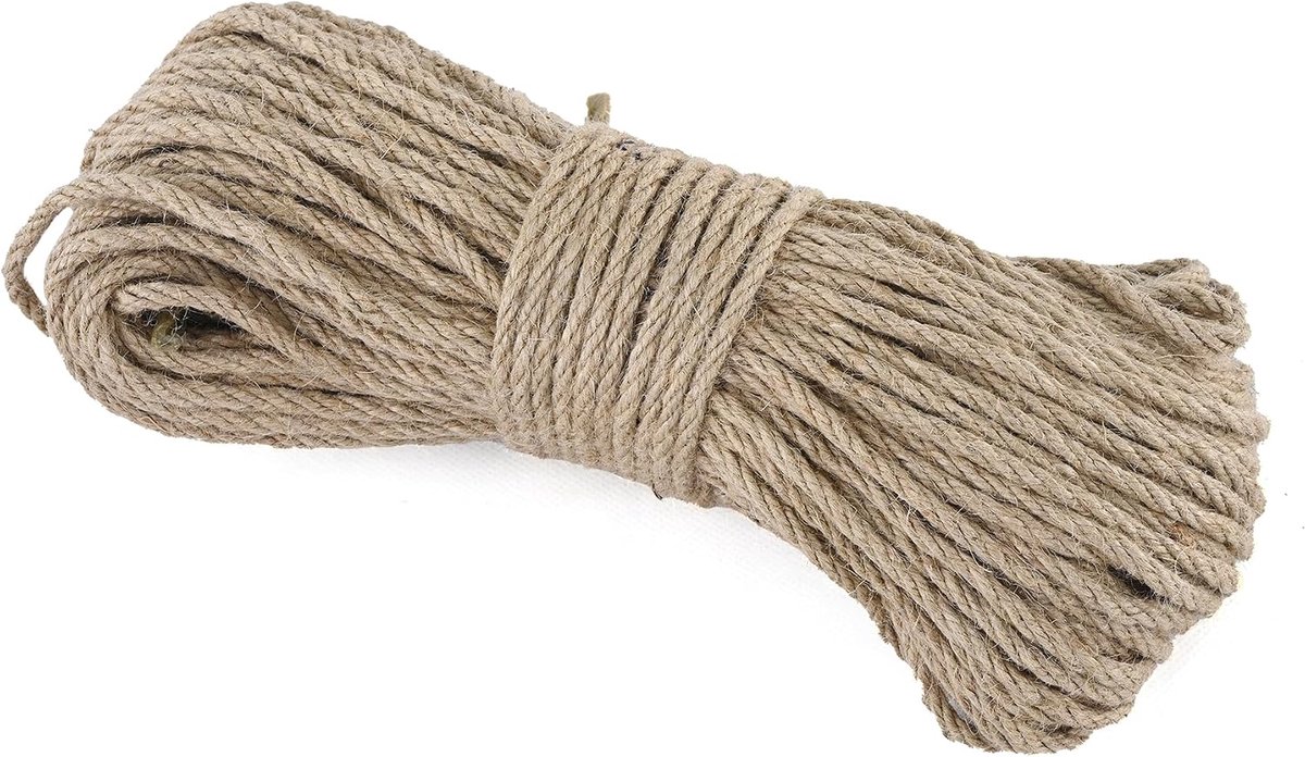 Jute touw 50m 5mm - natuurlijk jute - sterk en duurzaam - ideaal voor tuindecoratie - ShopVlot